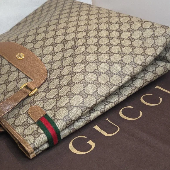 GUCCI 1970's Accessories Collection coated canvas/leather/webbing large tote bag - Picture 13 of 17